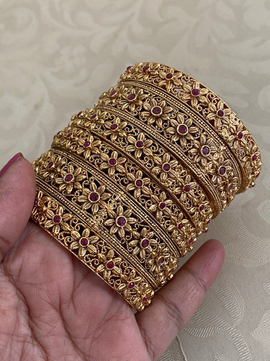 Classic Antique Flower Bangles | Indian Jewelry In USA