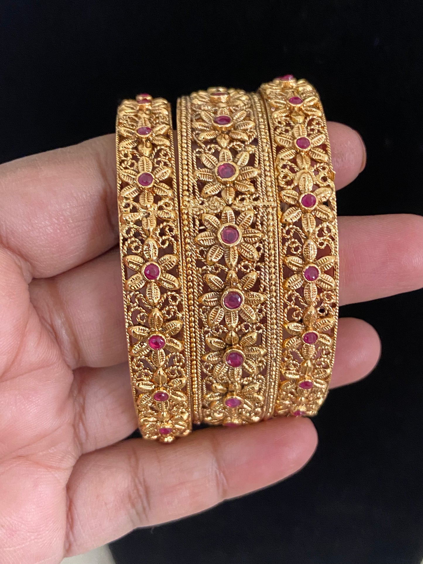 Classic Antique Flower Bangles | Indian Jewelry In USA