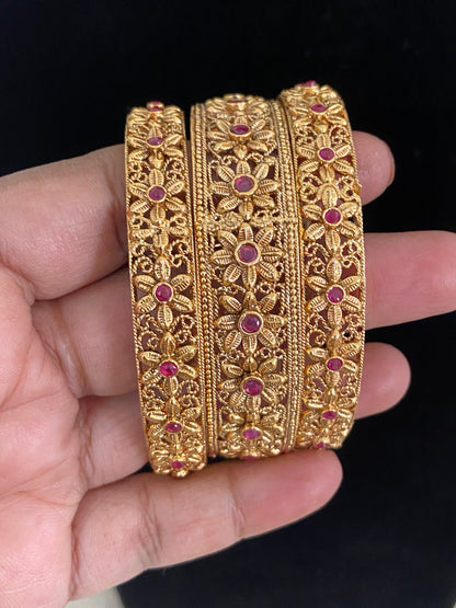 Classic Antique Flower Bangles | Indian Jewelry In USA