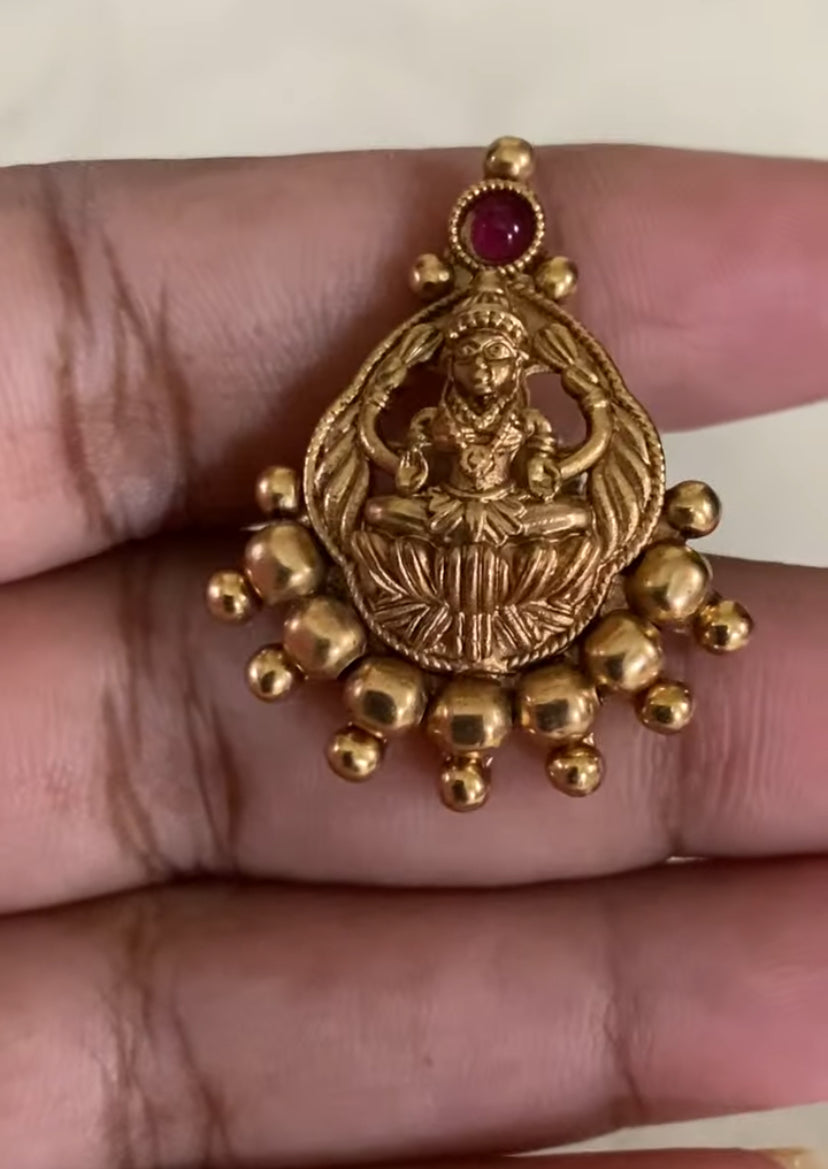 Antique Small Lakshmi Pendants Beads Mala | Traditional Beads Necklace