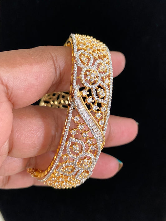 CZ 2Tone Openable Bracelet |  Indian Jewelry In USA | Gift Idea