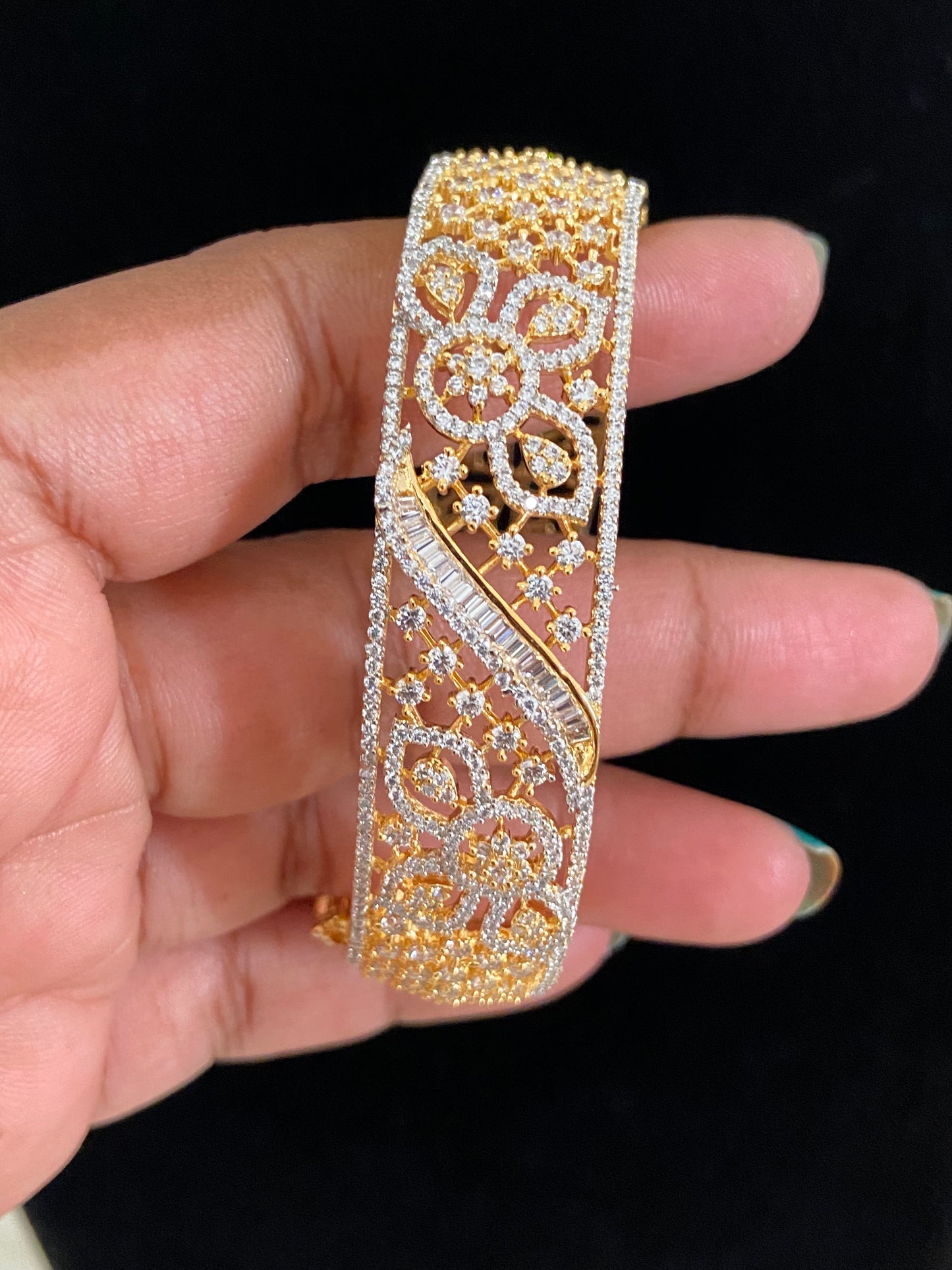 CZ 2Tone Openable Bracelet |  Indian Jewelry | Gift Idea