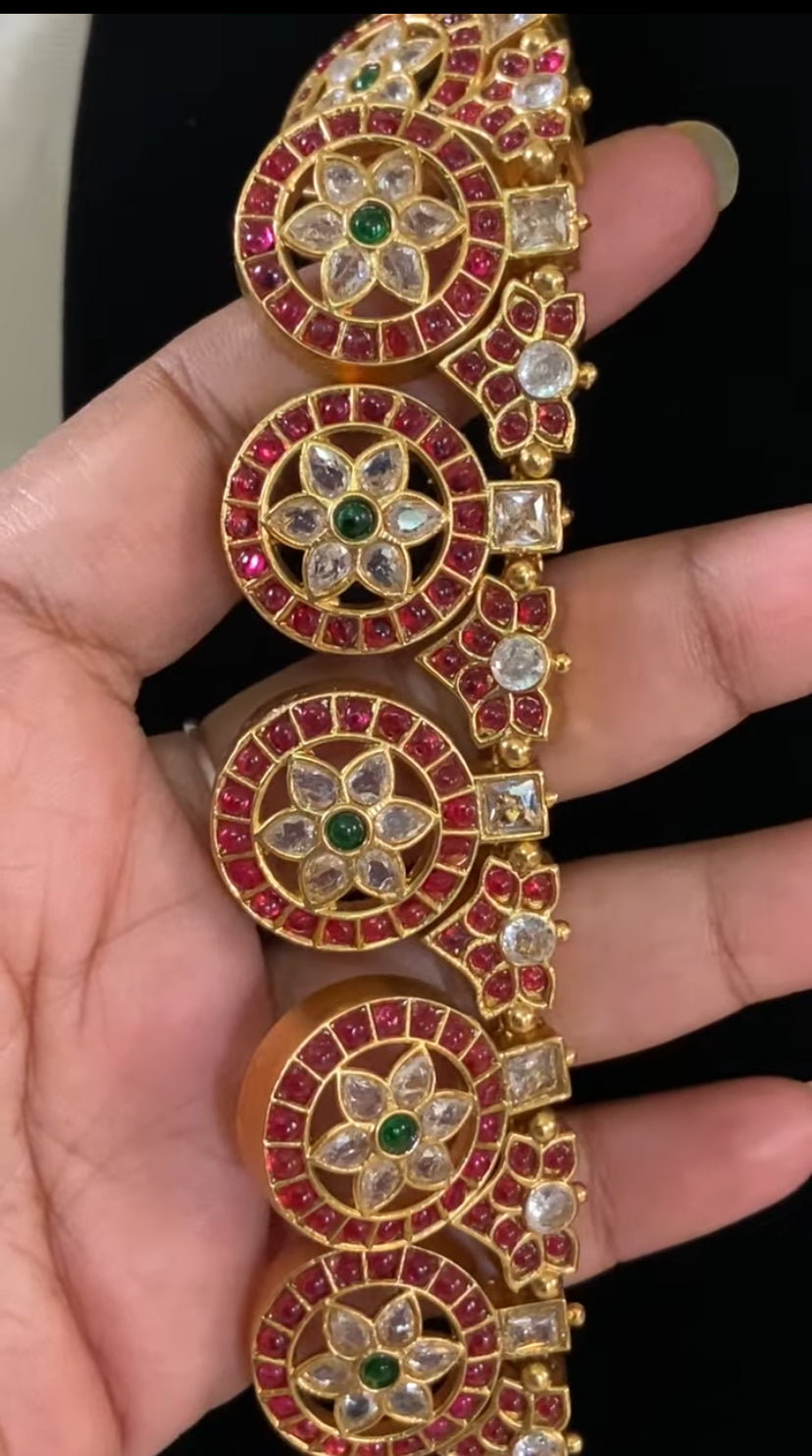 Kemp Bottu Mala Necklace With Earrings | Indian Traditional Necklace