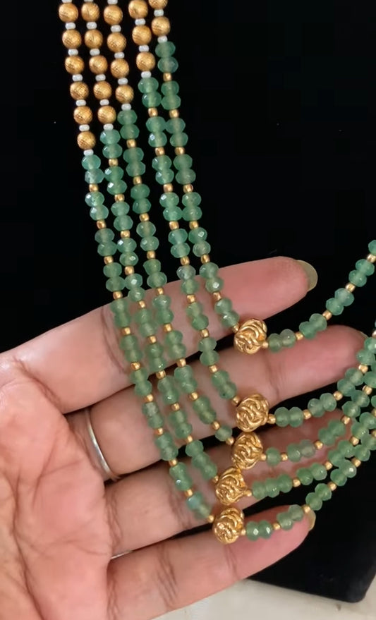 Traditional Kundan Necklace | Onyx Beads Necklace With Earrings