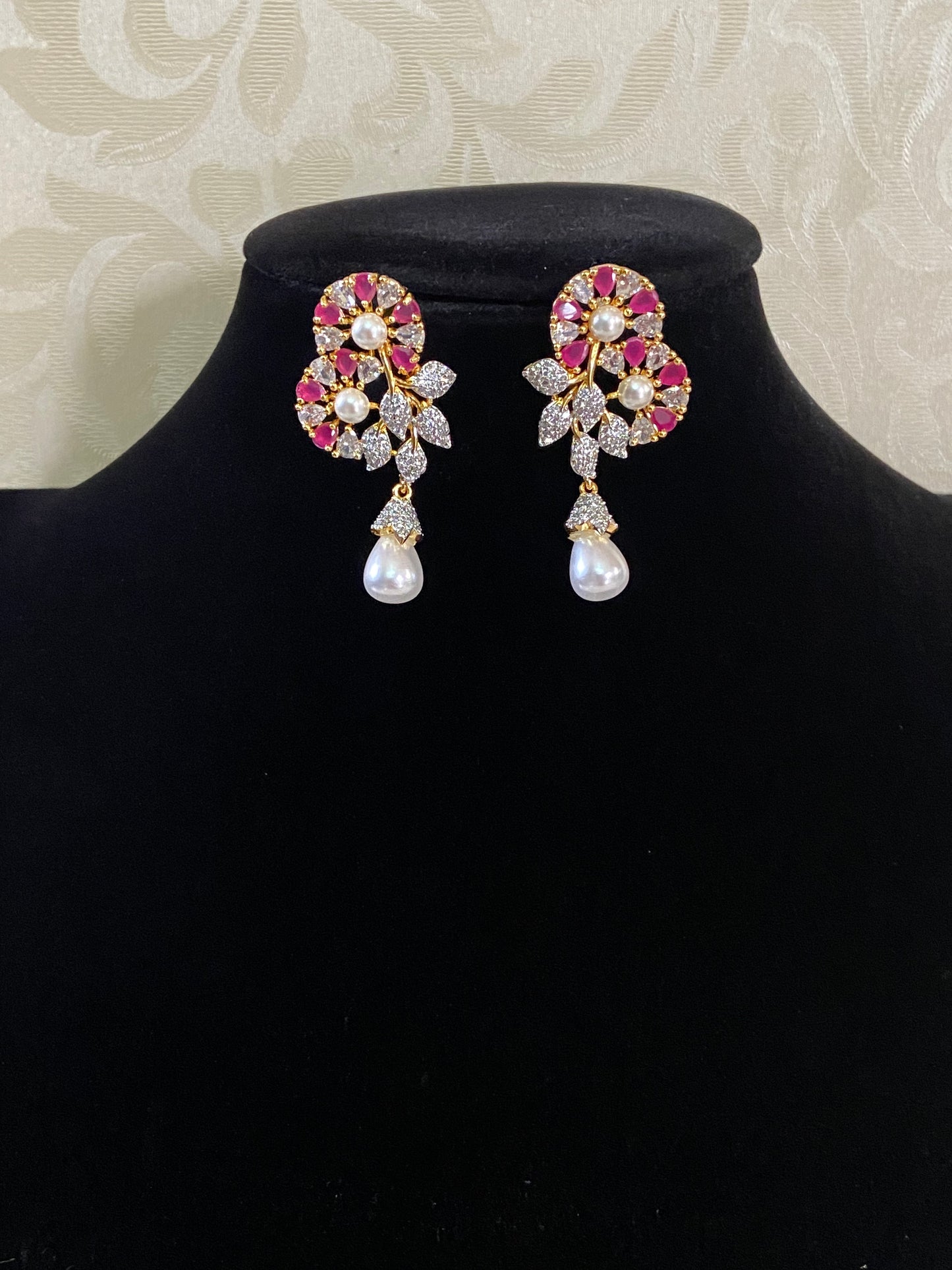 CZ Moti Earrings | Indian Earrings