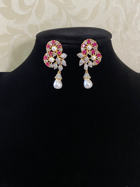 CZ Moti Earrings | Indian Earrings