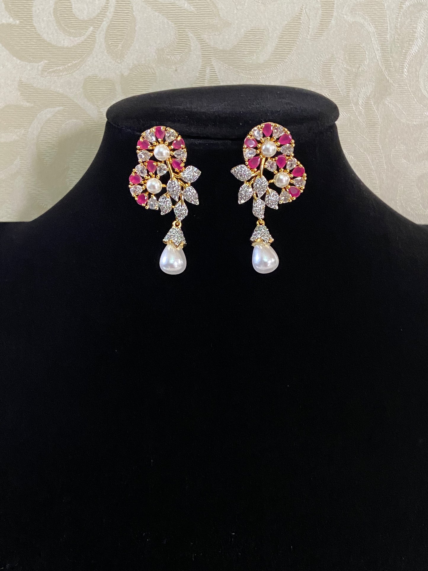 CZ Moti Earrings | Indian Earrings