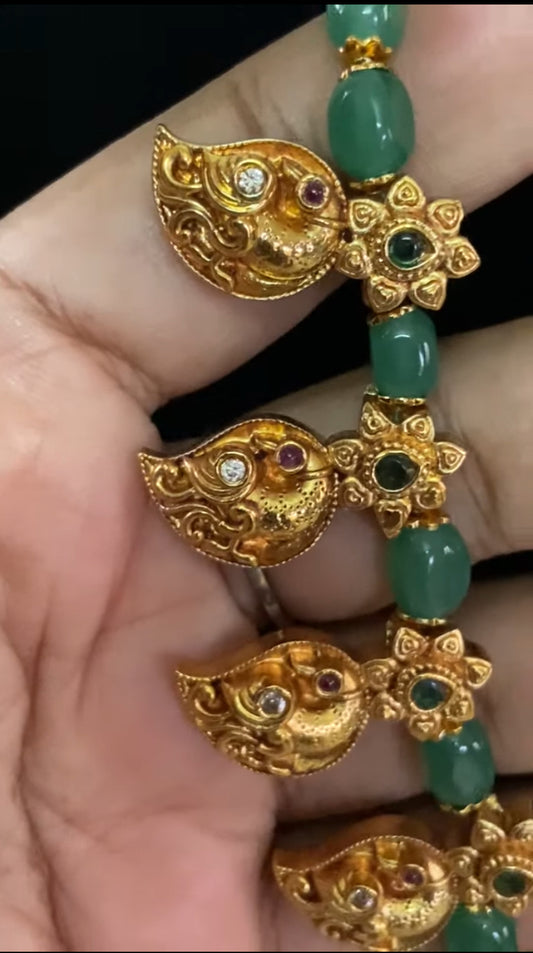 Mango Pendants Green Beads Necklace | Beautiful Necklace Set