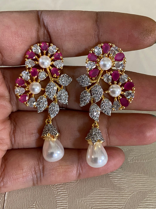 CZ Moti Earrings | Indian Earrings
