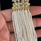 Kundan Embillished Pearl & Onyx Beads Necklace | Indian Luxury Necklace In USA | Side pendants necklace