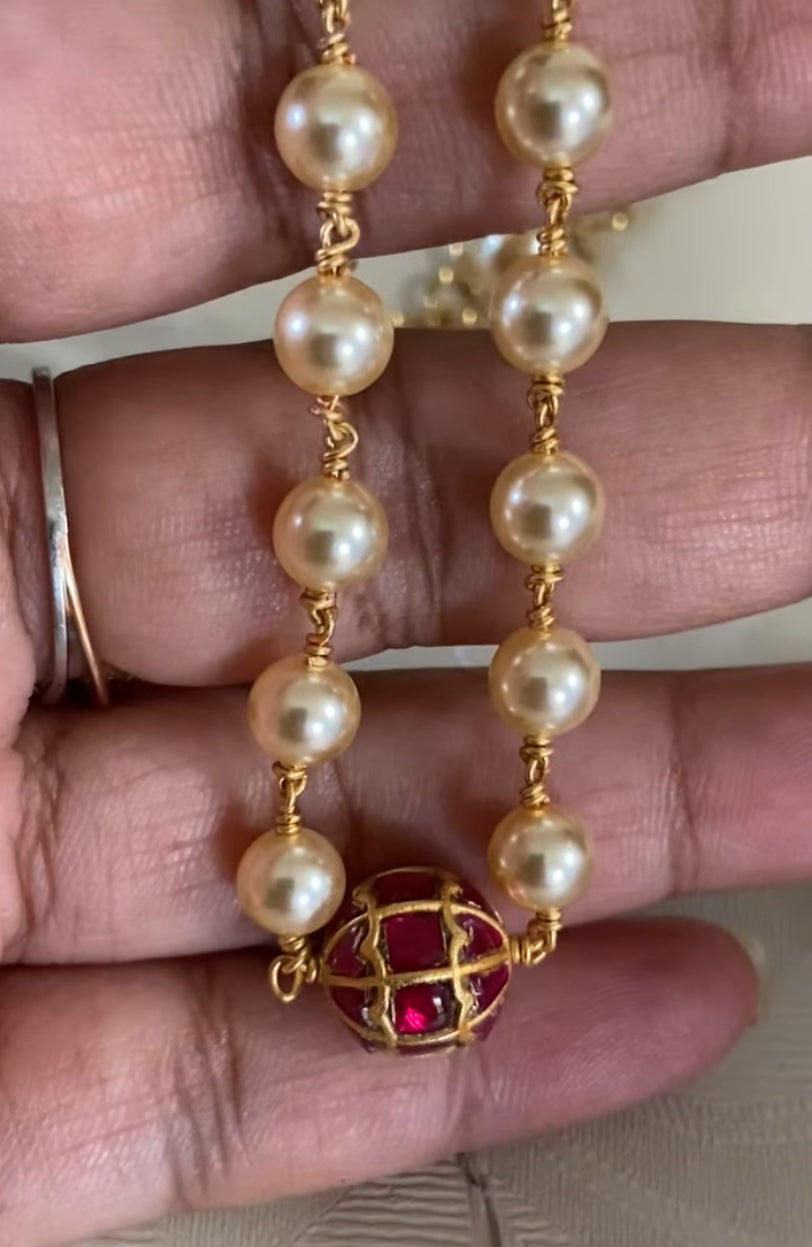 Jadau Bead Pearl Necklace | Indian Necklace In USA | Gift Idea