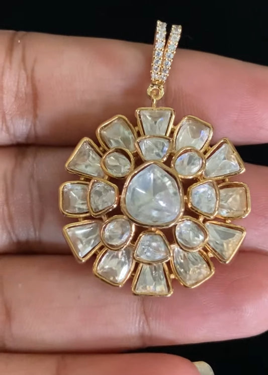 Polki Kundan Pendant & Studs | Indian Pendant Set | Gift Idea
