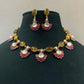 Natural stones Fusion Necklace with Earrings | Indian Designer Necklace