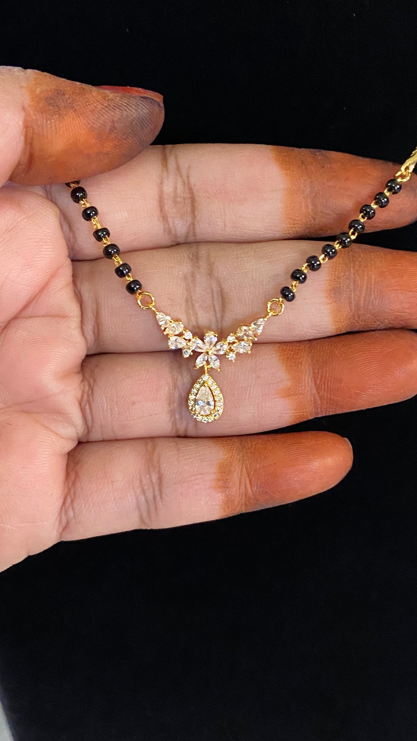 AD Pendant Simple Mangalasutra | Traditional Black Bead Necklace