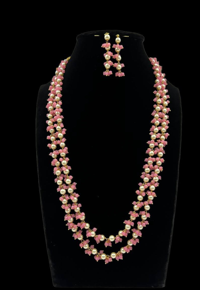 Beads with Pearls Long Necklace & Earrings | Indian Jewelry In USA
