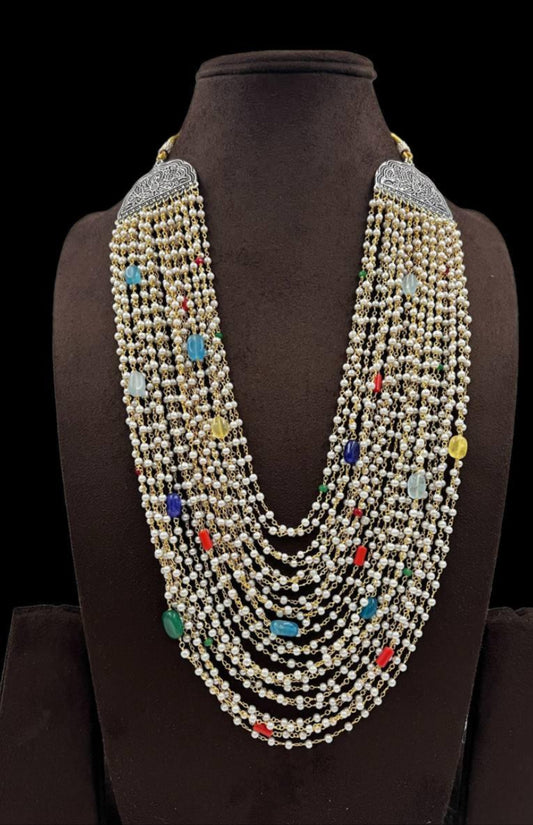Pearl & Navratttan Beads Multi Layer Necklace | Indian Necklace In USA