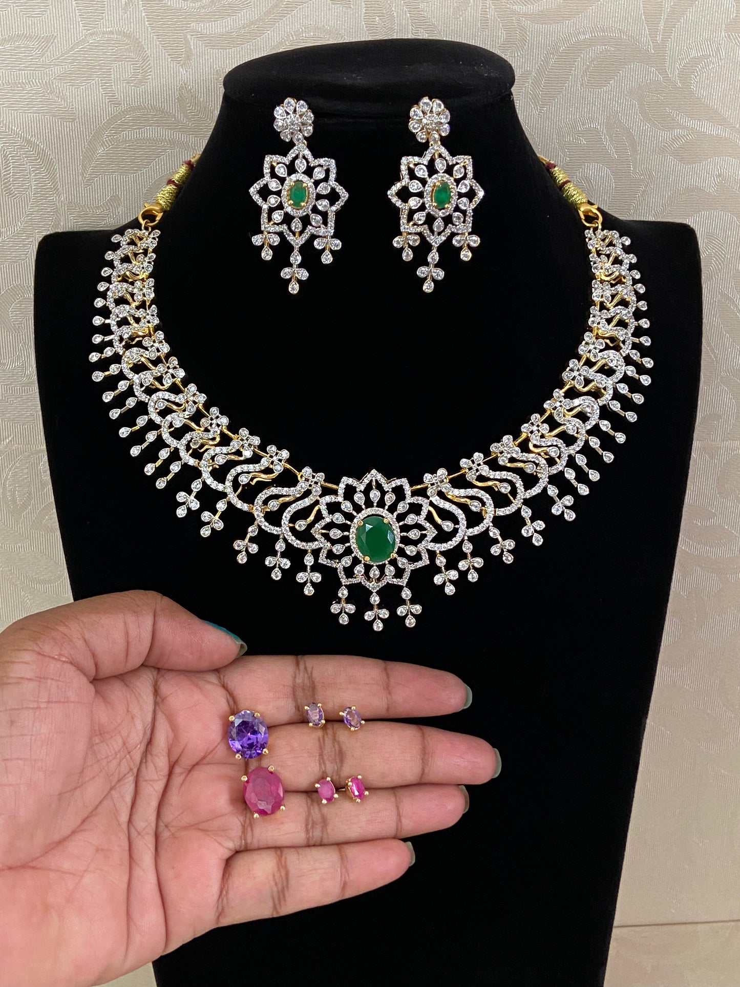 AD Middle Stone Changeble Necklace Set | latest Indian Jewelry | Gift Idea