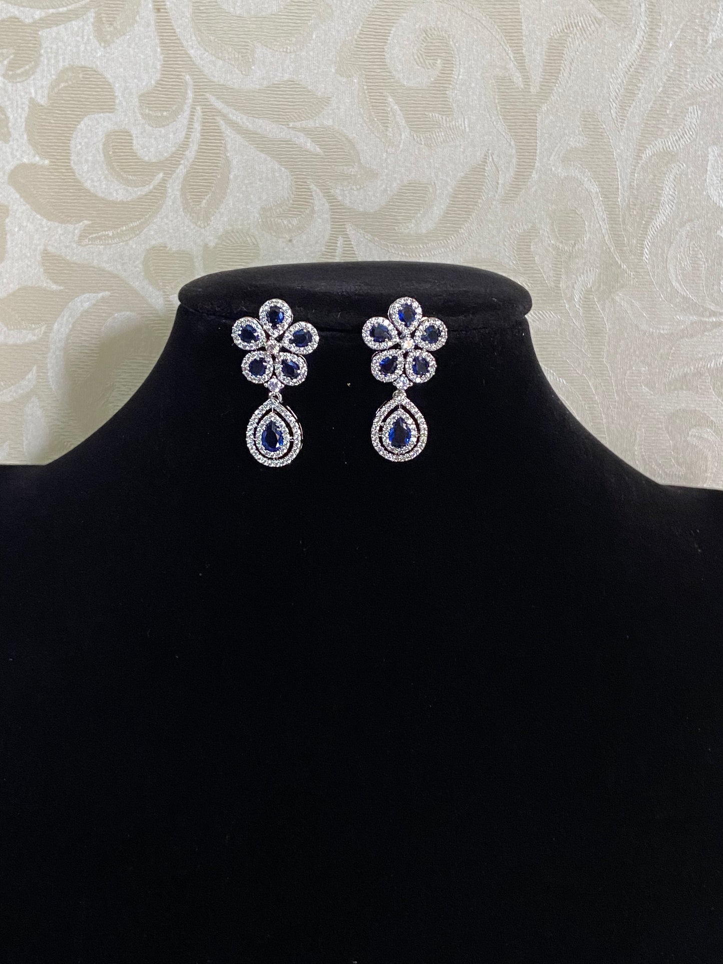 AD Rhodium Earrings  | Classic Indian Earrings