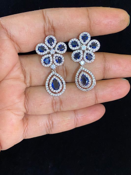 AD Rhodium Earrings  | Classic Indian Earrings