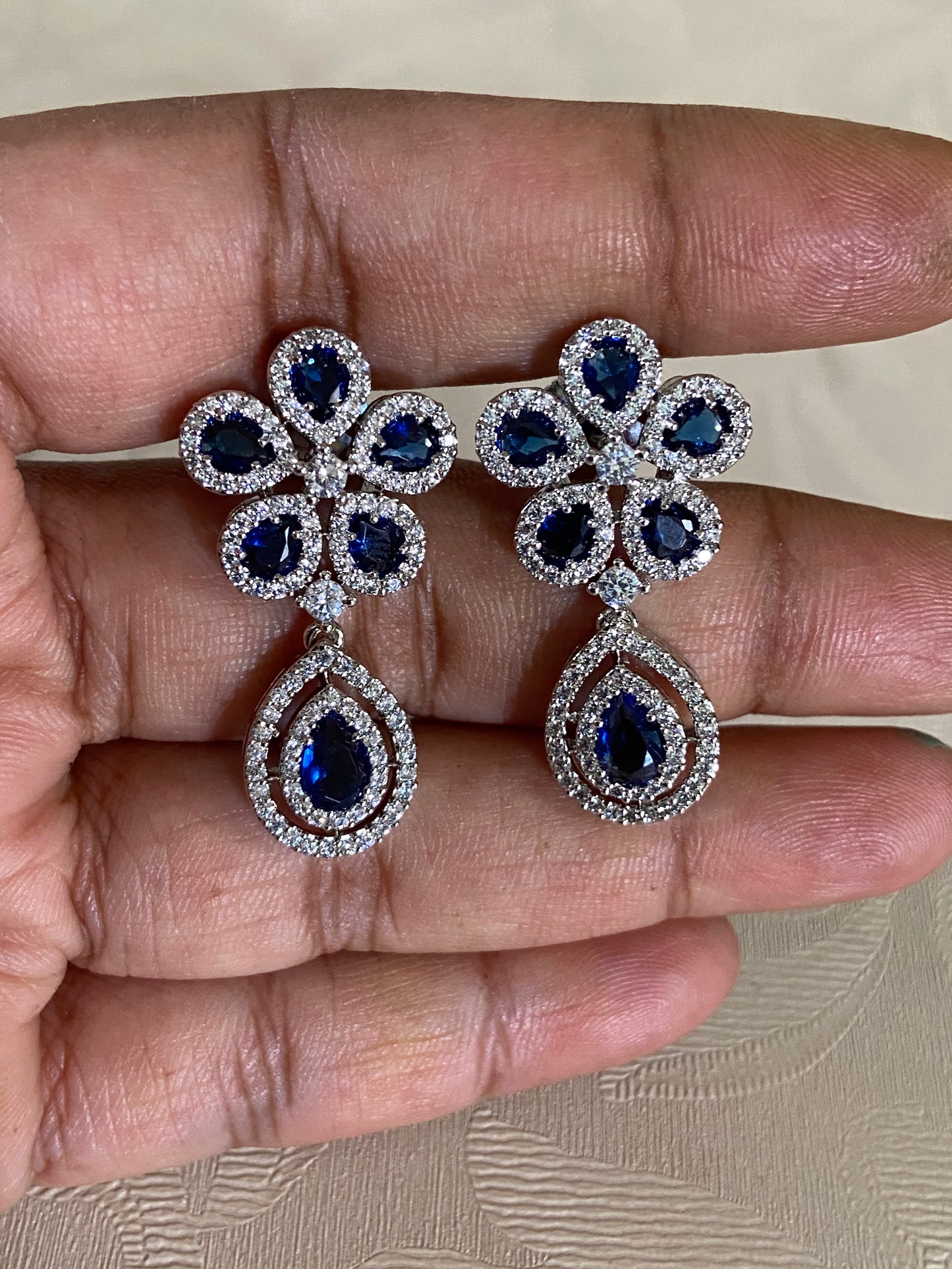 AD Rhodium Earrings  | Classic Indian Earrings