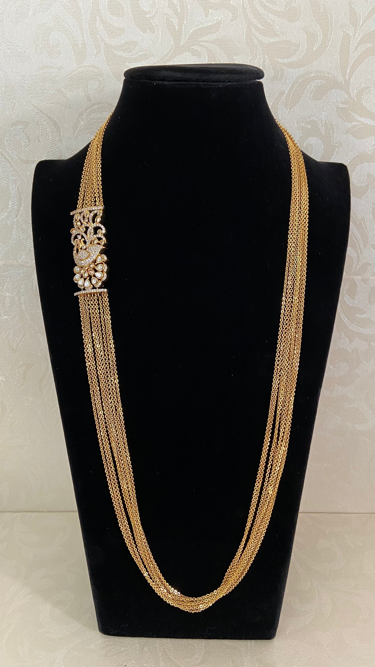 AD Peacock Pendant Antique Chandraharam | Indian Traditional Jewelry In USA