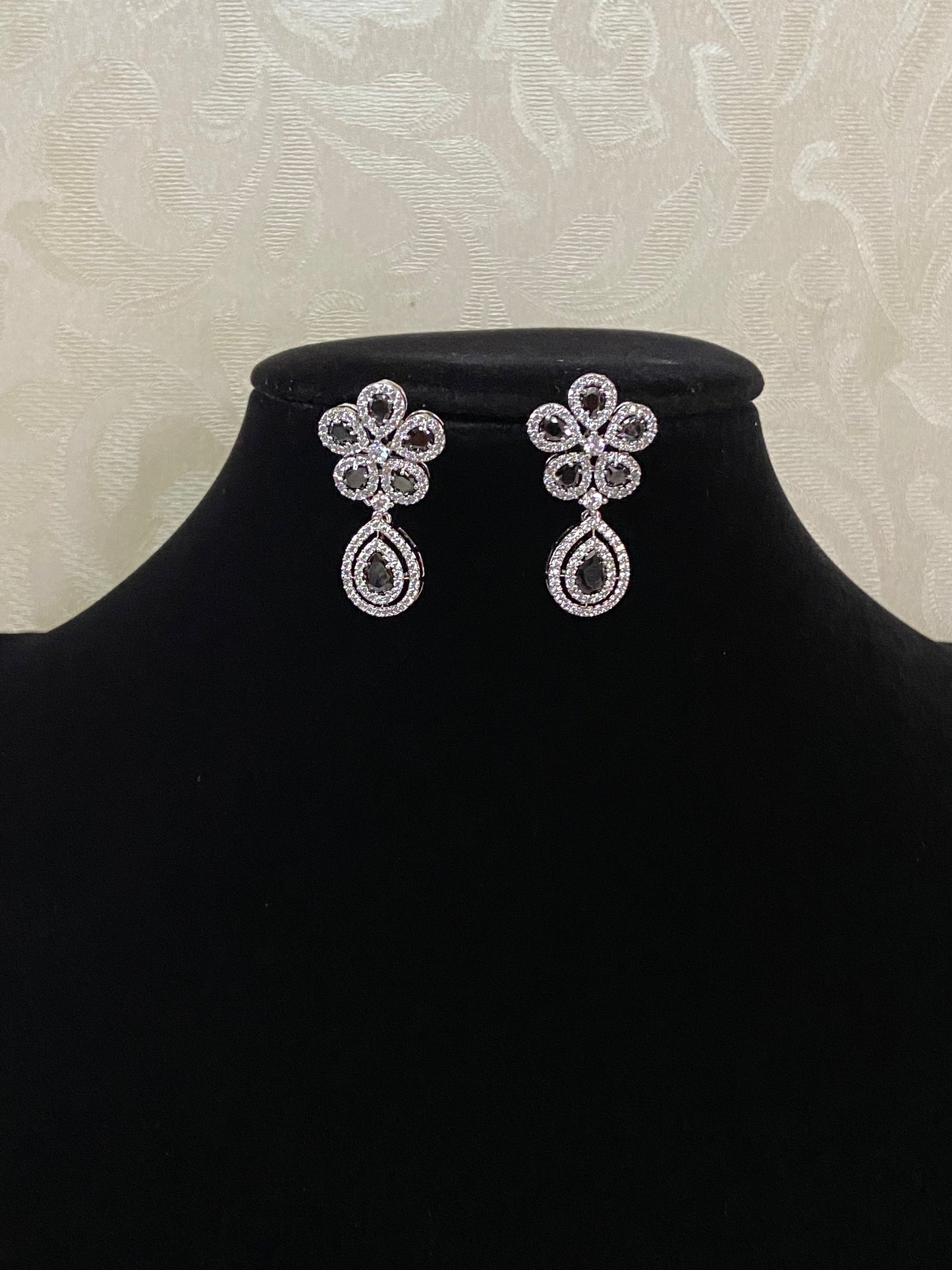 AD Rhodium Earrings  | Classic Indian Earrings