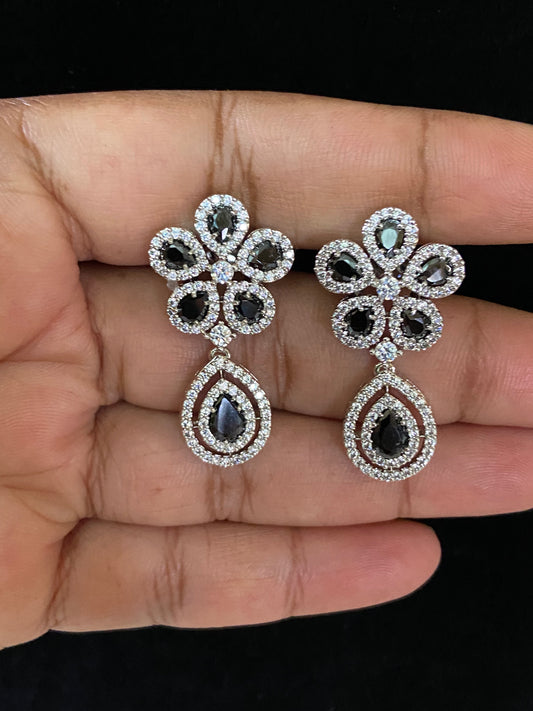 AD Rhodium Earrings  | Classic Indian Earrings
