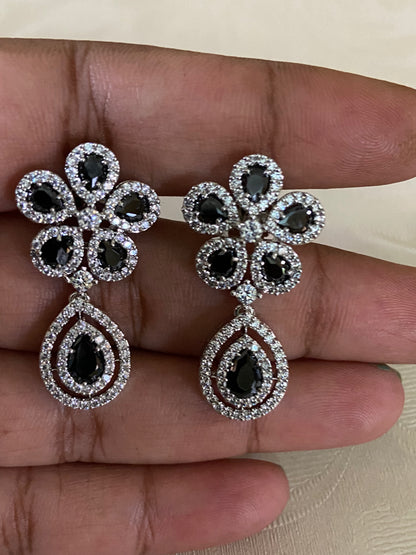 AD Rhodium Earrings  | Classic Indian Earrings