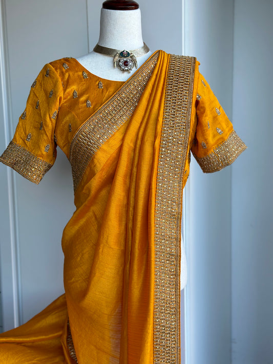 Haldi yellow Saree | Party wear saree