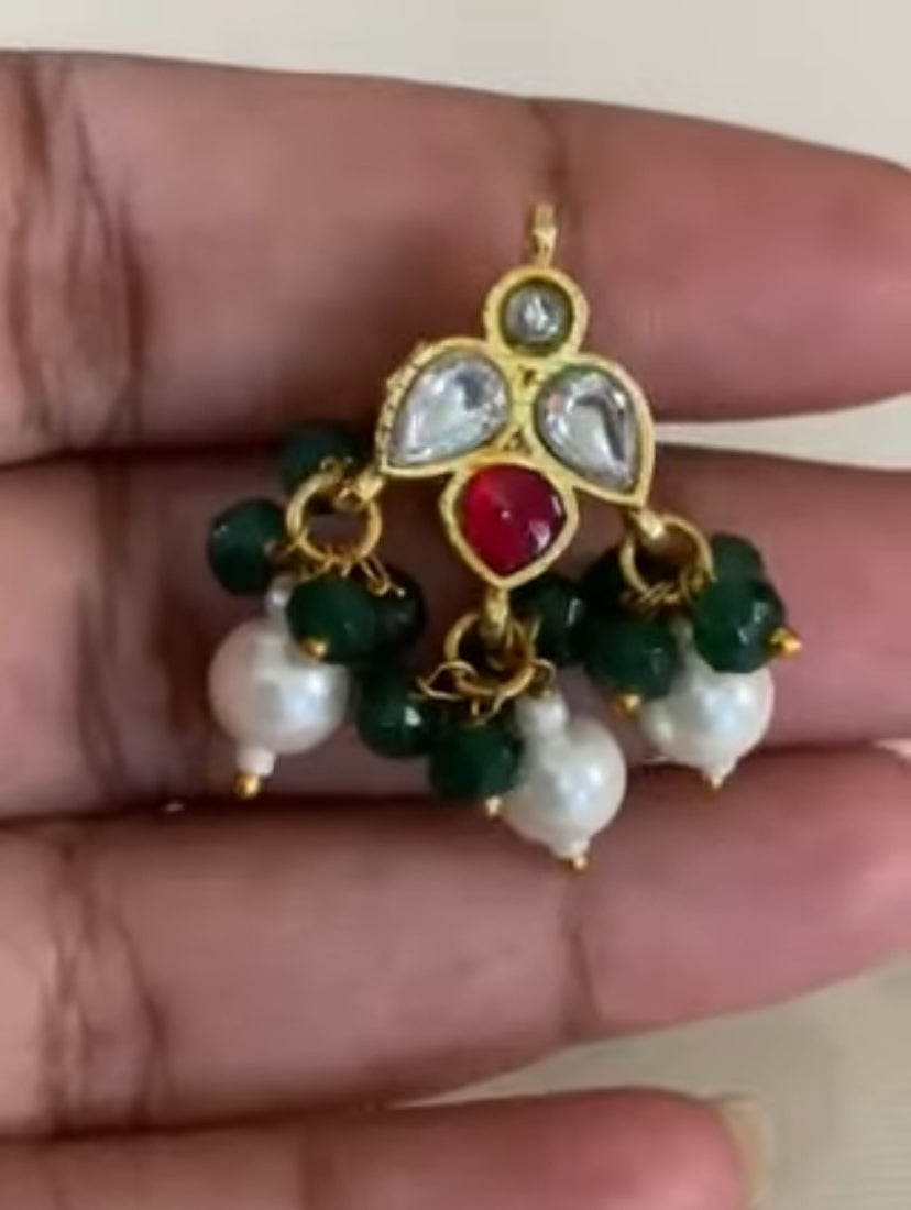 Jadau Kundan Pendant Beads Choker Set |