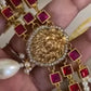 Antique Lion & Kundan Pendant Pearl Choker Set | Indian Necklace