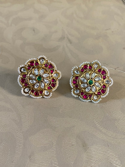 Antique kundan Big Size Studs | Indian Earrings In USA
