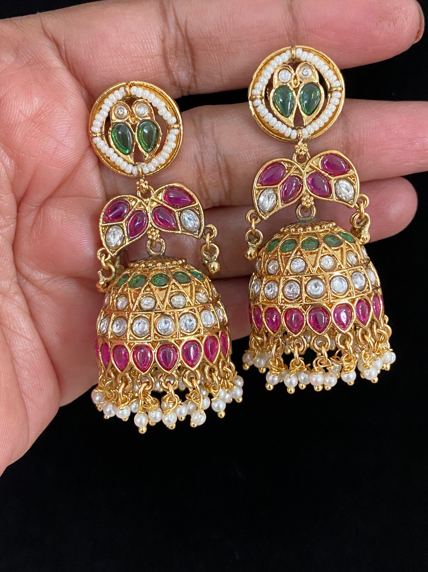 Antique AD Ruby Jumki Earring | Indian Jewelry