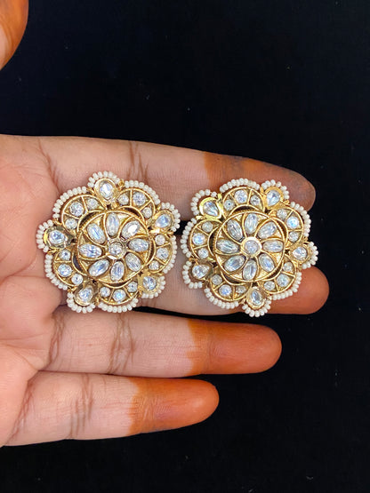 Antique kundan Big Size Studs | Indian Earrings In USA