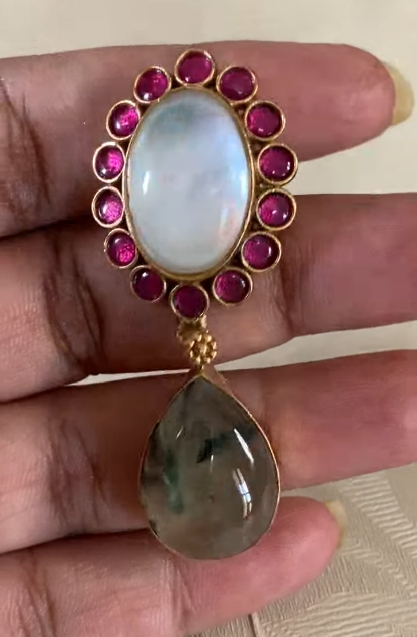 Natural stones Fusion Necklace With Earrings | Latest Indian jewelry | Gift Idea