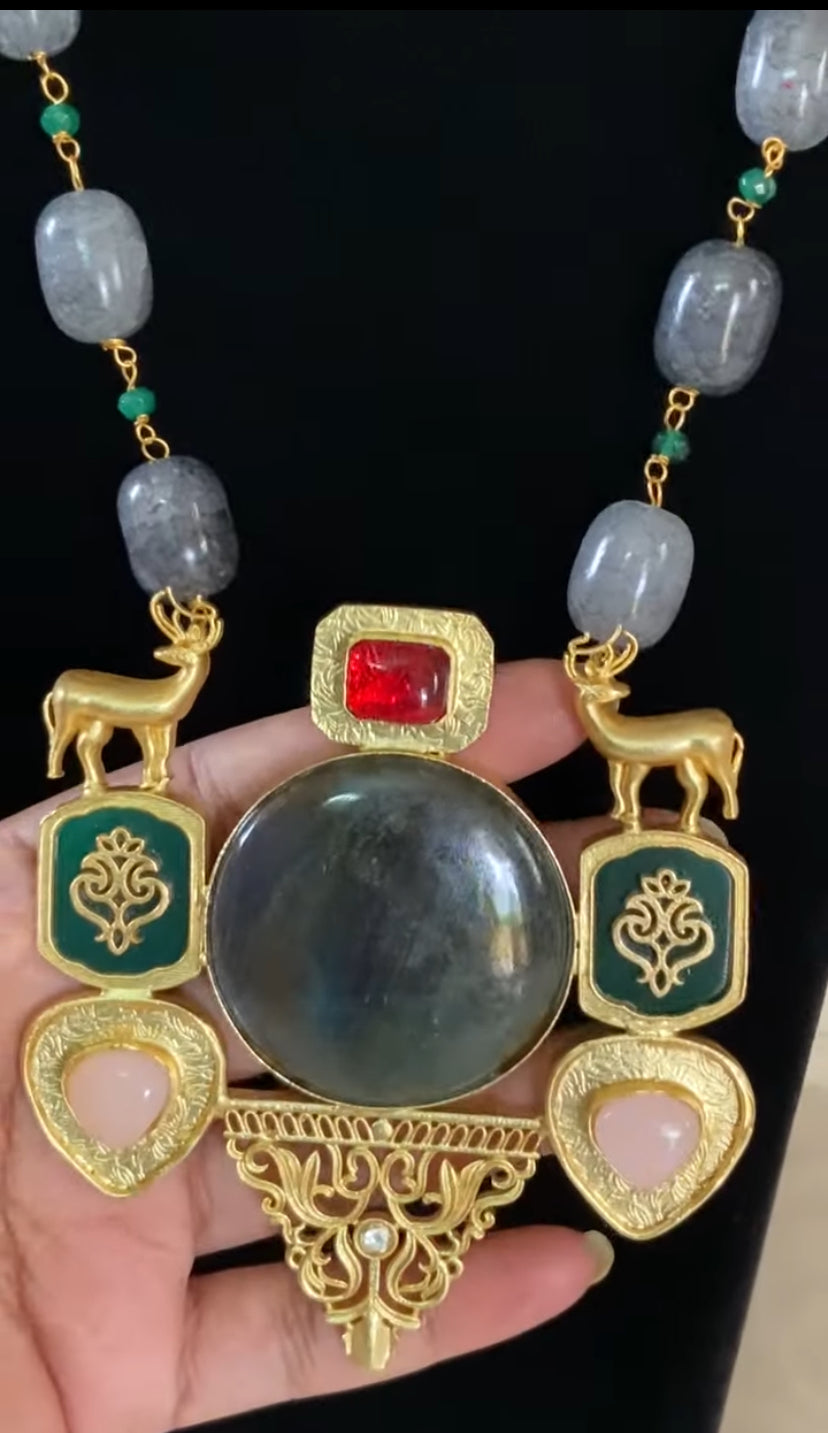 Statement Pendant Beads Necklace Set | Contemporary Necklace | Designer Necklace | Gift Idea