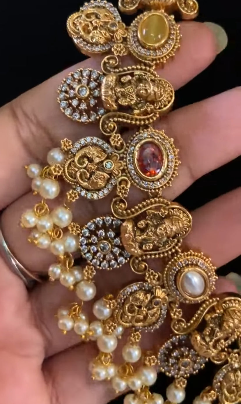 Antique Navratan Necklace | Traditional Temple Necklace | Gift idea