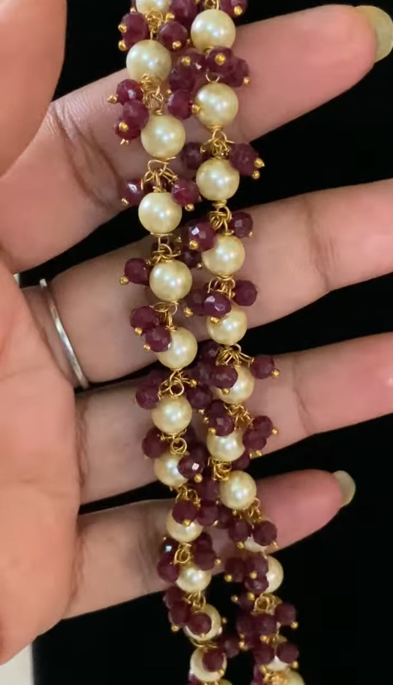 Beads with Pearls Long Necklace & Earrings | Indian Jewelry In USA