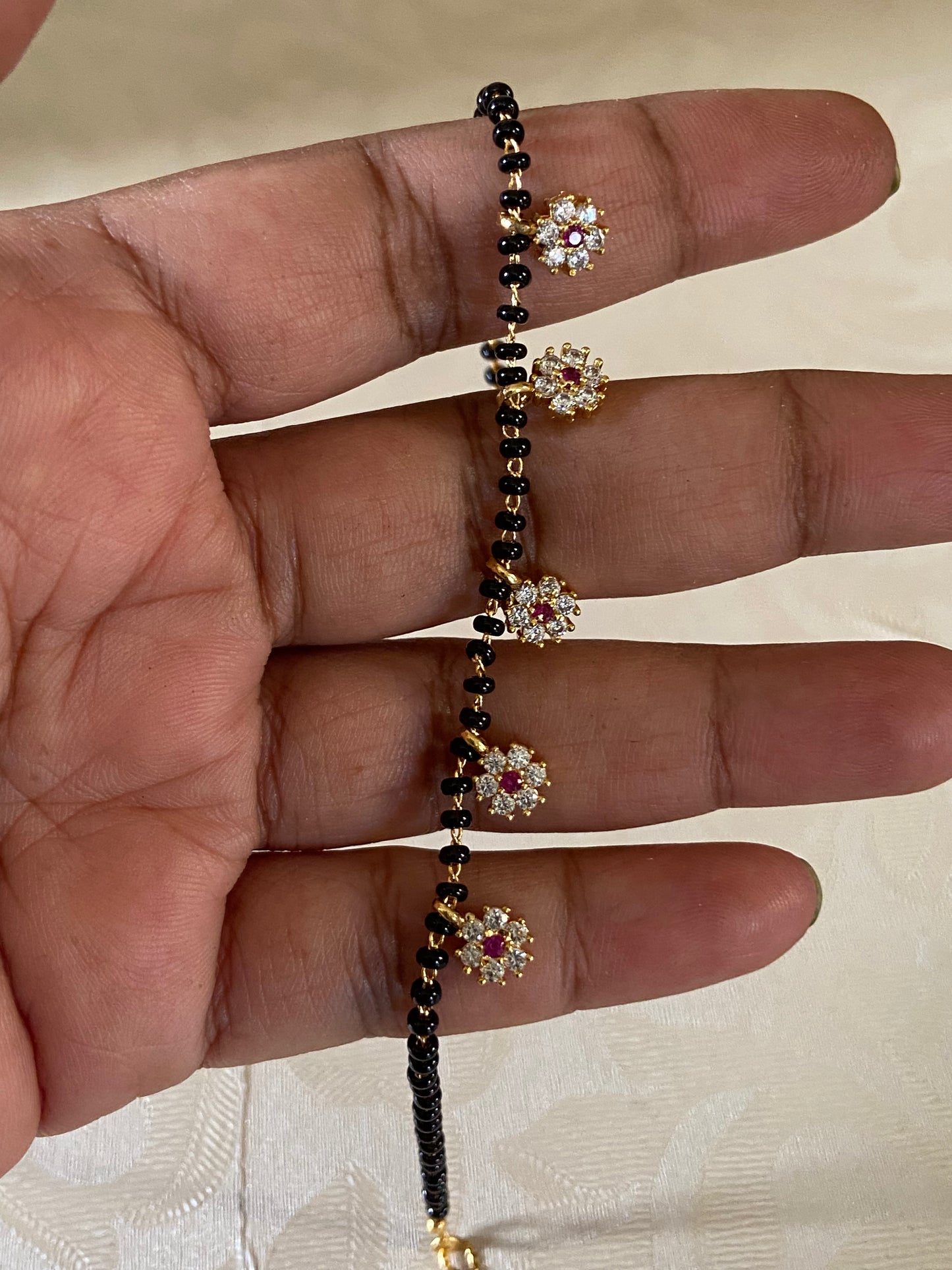 AD Flower Drops Blackbeads Bracelet | Indian Bracelet