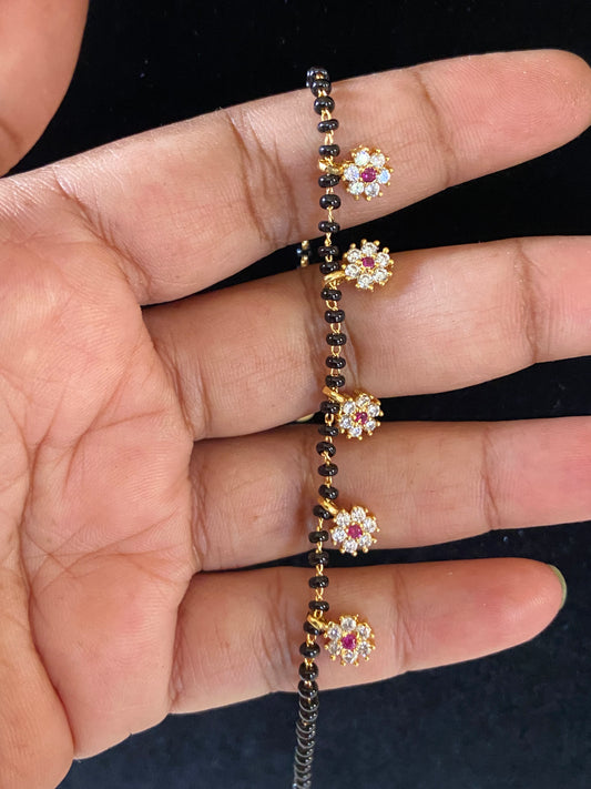 AD Flower Drops Blackbeads Bracelet | Indian Bracelet