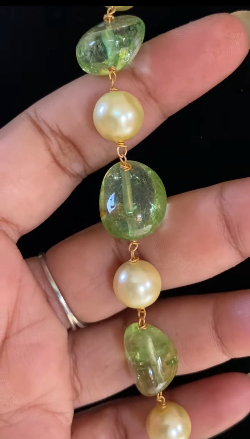 Simple Pearl & quartz stones Necklace |Indian Beads Necklace  | Gift Idea