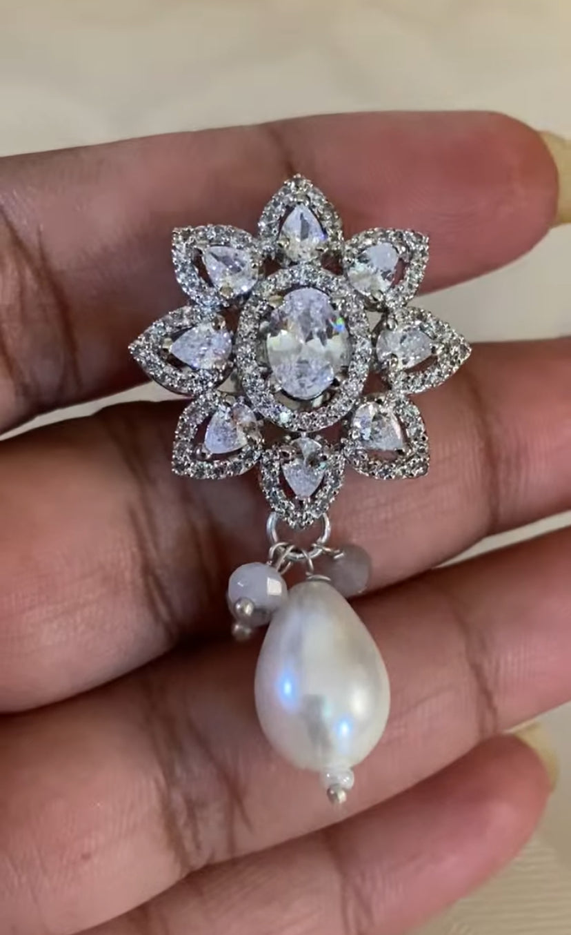 AD Pendant Onyx Beads Necklace With Earrings | Indian Necklace