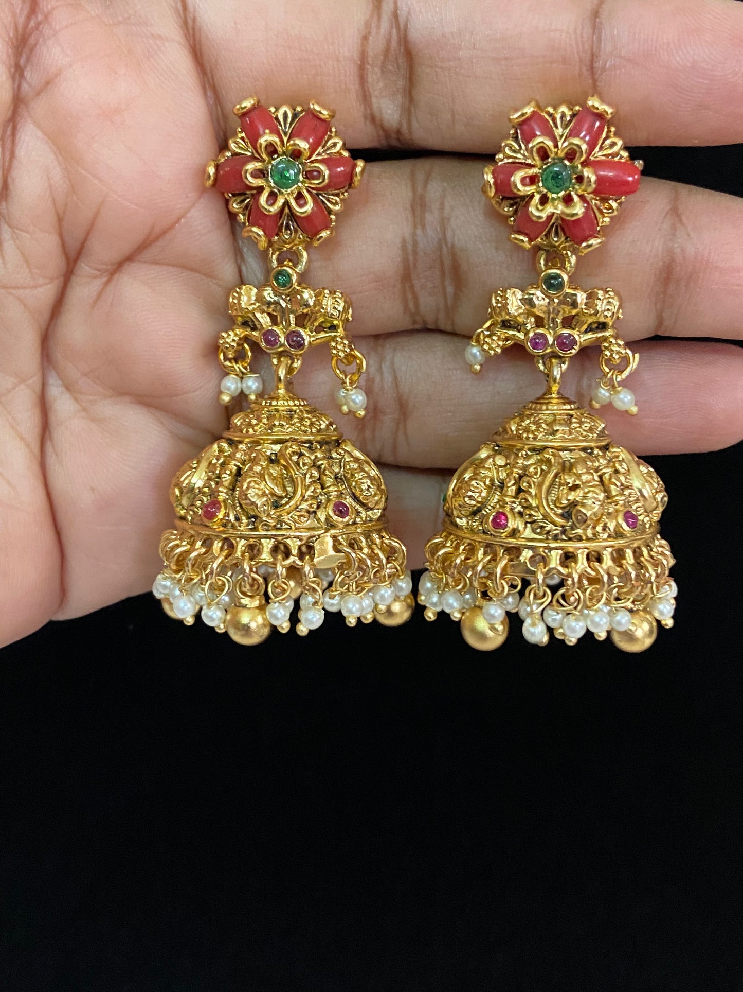 Coral  Earrings | Indian Jumki Earrings