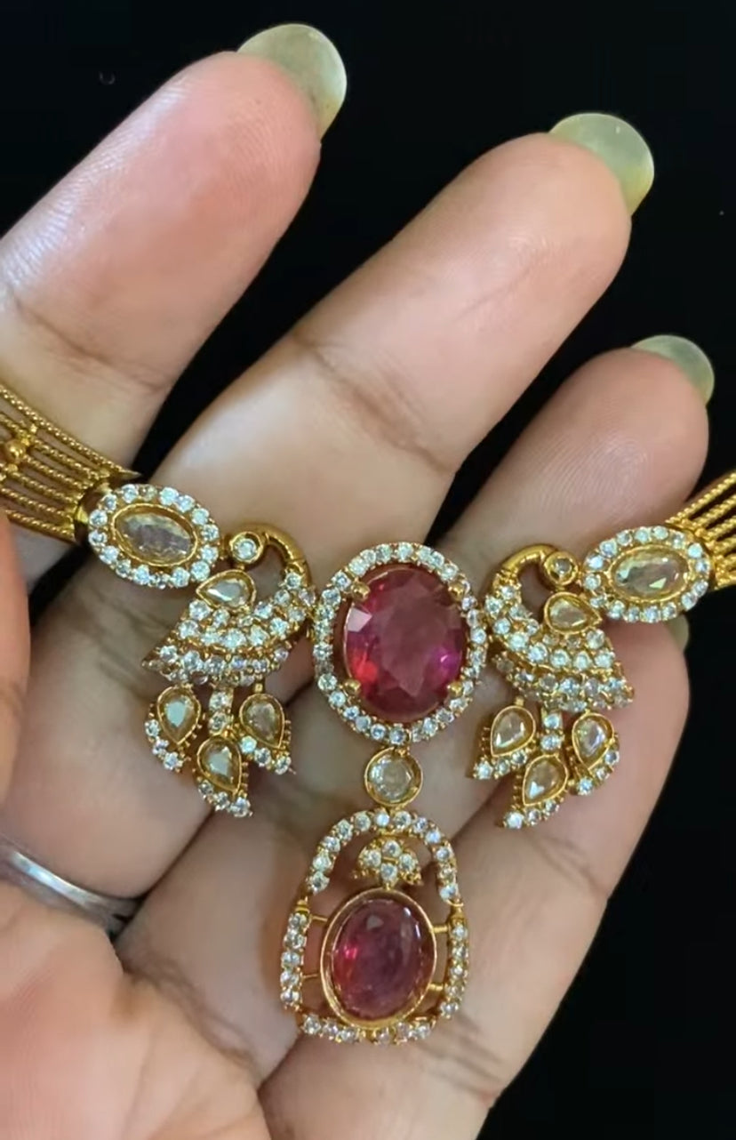 AD Pendant Kante Necklace With Earrings | Traditional Kante Necklace