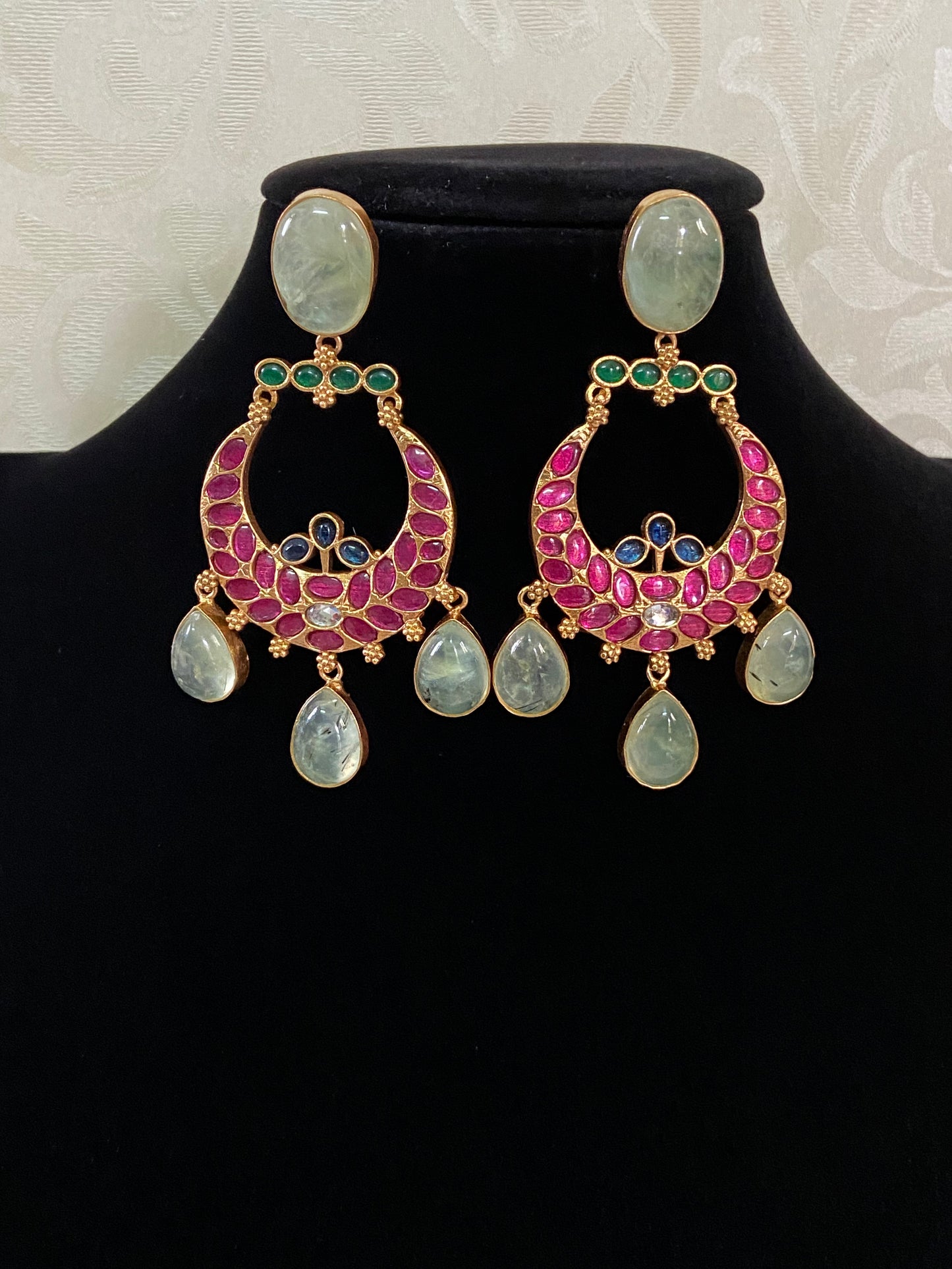 Jadau Fusion Kundan Chandbalis| Indian Earrings