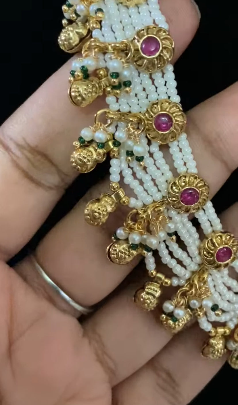Antique Jadau Pearl Necklace With Jumkis | Indian Jewelry In USA