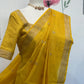 Banaras Yellow Fancy Saree | Indian Light Weight Saree | Gift Saree