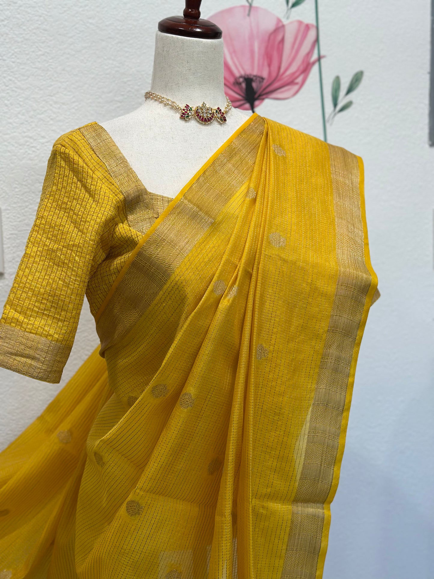 Banaras Yellow Fancy Saree | Indian Light Weight Saree | Gift Saree