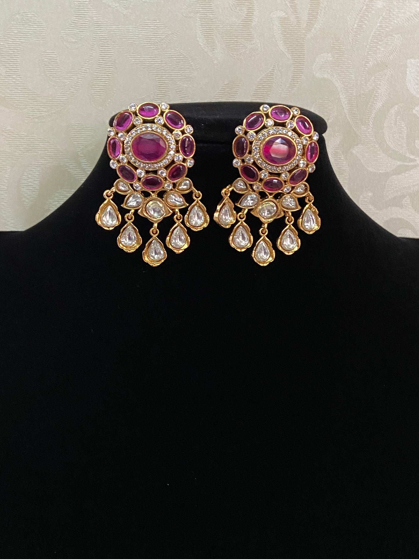 Moissanite Tear Drop Kundan Earrings