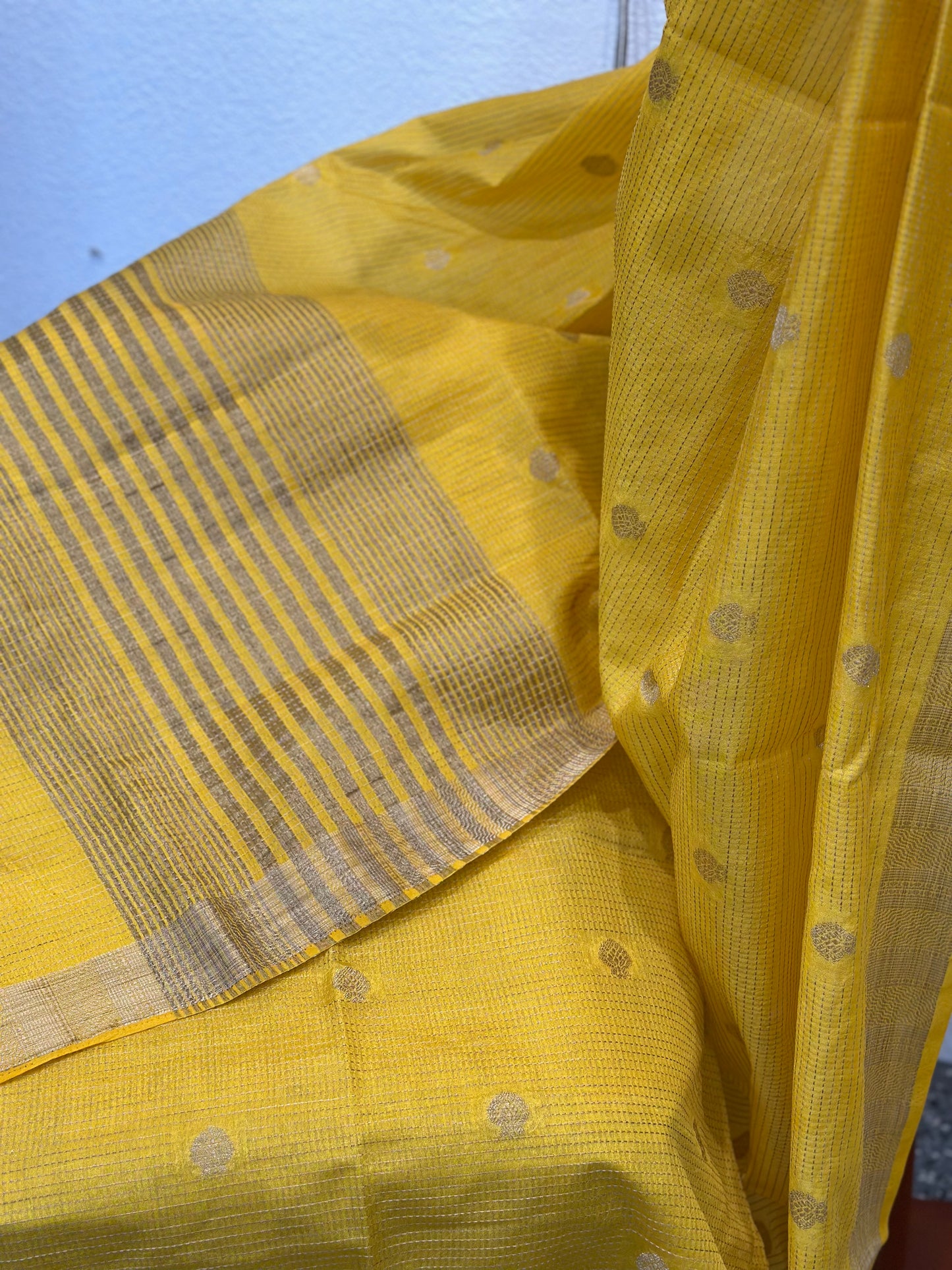 Banaras Yellow Fancy Saree | Indian Light Weight Saree | Gift Saree